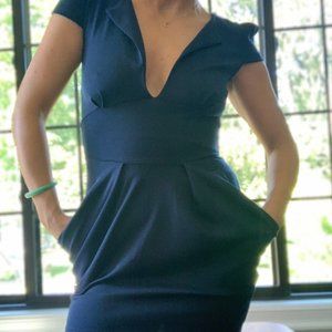 "Lioness"  Navy Deep V Mini Dress